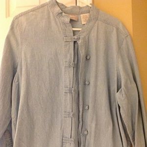Light Denim Shirt with Frog -Style Buttons